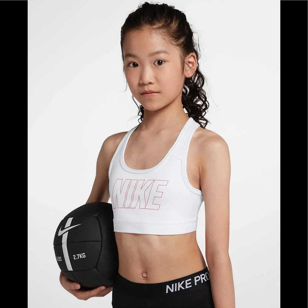 White Nike Pro Little Girls Bra